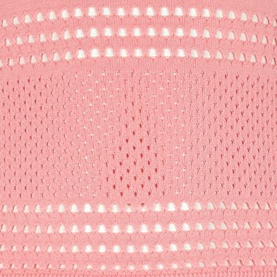Girls pink pointelle knit top and skirt set